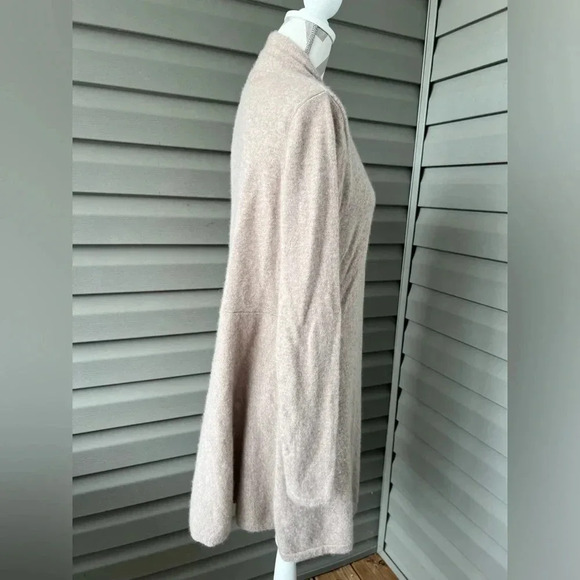 PLY Cashmere Open Front Long Cardigan Sz M Tan - Picture 3 of 7